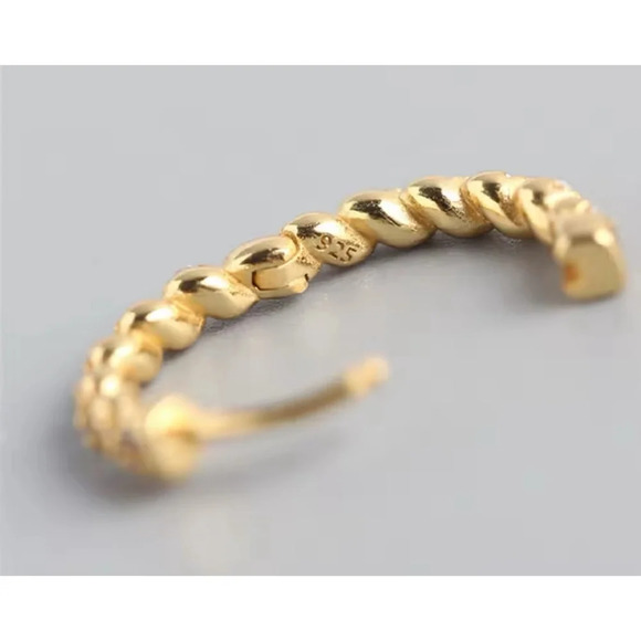 Gold Sparkling Hoop Earrings | Yellow Gold S925 - Picture 5 of 16